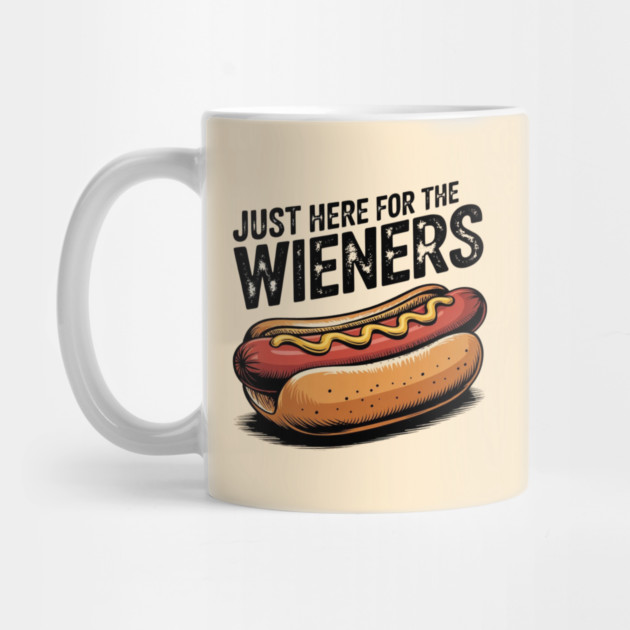 Just Here For The Wieners Funny 4th of July Hot Dog USA by Creatifly Graphic Tees