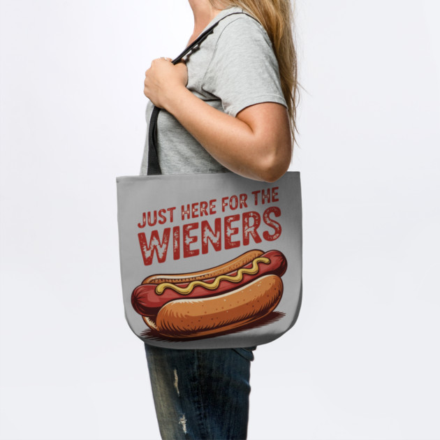 Just Here For The Wieners Funny 4th of July Hot Dog USA by Creatifly Graphic Tees