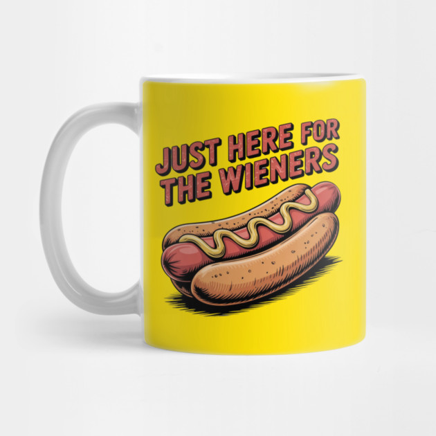 Just Here For The Wieners Funny 4th of July Hot Dog USA by Creatifly Graphic Tees