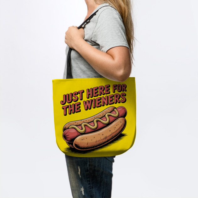 Just Here For The Wieners Funny 4th of July Hot Dog USA by Creatifly Graphic Tees