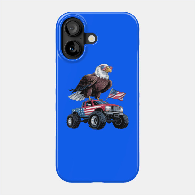 Monster truck bald eagle usa independence day celebration 4th of july Phone Case by Creatifly Graphic Tees
