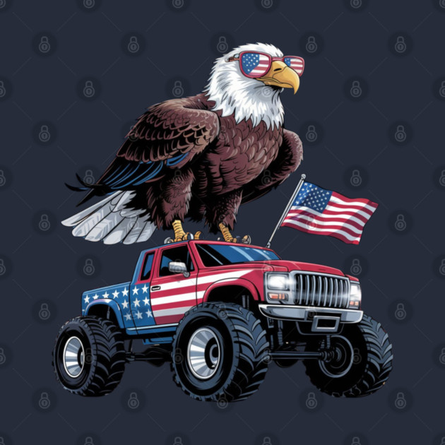 Monster truck bald eagle usa independence day celebration 4th of july by Creatifly Graphic Tees