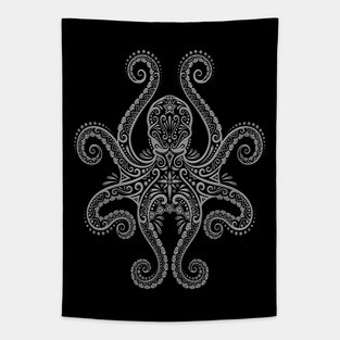 Intricate Dark Octopus Tapestry