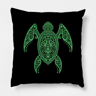 Intricate Green Sea Turtle Pillow