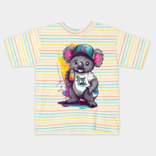 Street Cuddles Graffiti Koala Bear - Cute Little Bear Art with Spray Paint Style Kids T-Shirt