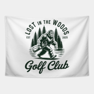 Bigfoot Golfing Sasquatch Golf Tapestry