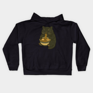 Noodle Cat - Ramen Cat Japanese Kawaii Ramen Neko - Black Cat Kids Hoodie