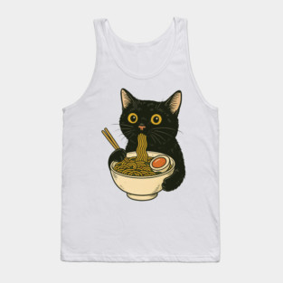 Ramen Cat Eating Noodles Tank Top