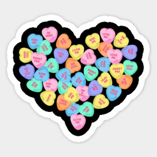 Cute Valentine's Day Hearts Candy Valentines Love Sticker