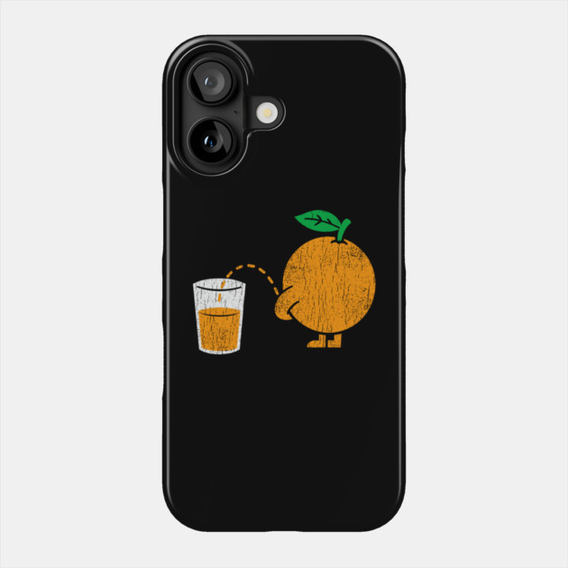 Peeing Orange Juice Funny Fruit Humor Gag Pun Phone Case by Anticorporati