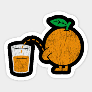 Peeing Orange Juice Funny Fruit Humor Gag Pun Sticker