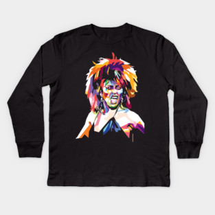 Tina Turner Pop Art Illustration (Backgroundless) Kids Long Sleeve T-Shirt