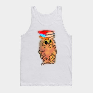 Wise Owl Back to School – Books on Head Illustration Tank Top
