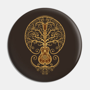 Brown Acoustic Guitar Tree of Life Pin
