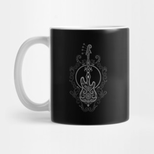 Intricate Dark Bass Guitar Design Mug