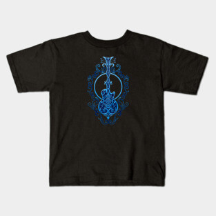 Intricate Blue Electric Guitar Design Kids T-Shirt