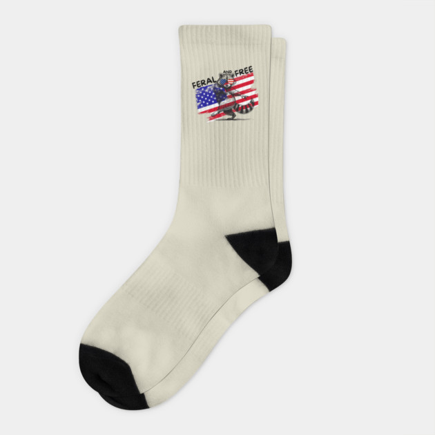 Feral And Free Raccoon 4th Of July Socks by The WYLD Tribe