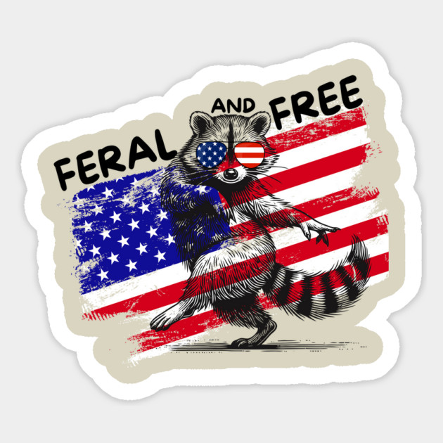 Feral And Free Raccoon 4th Of July Magnet by The WYLD Tribe