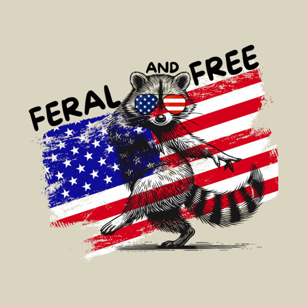 Feral And Free Raccoon 4th Of July by The WYLD Tribe