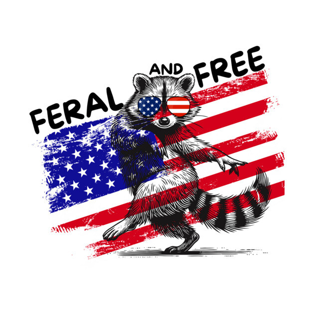 Feral And Free Raccoon 4th Of July by The WYLD Tribe