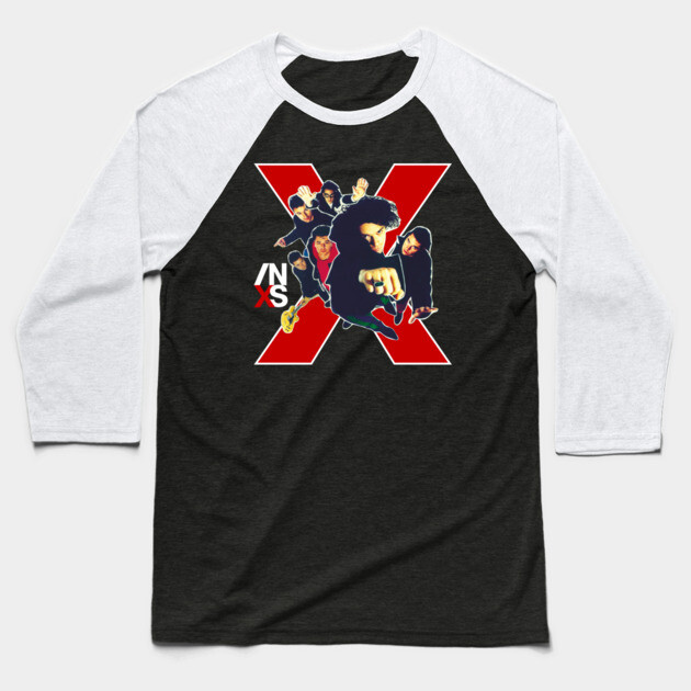 INXS X Era Fan Art Baseball T-Shirt by Timeless Chaos