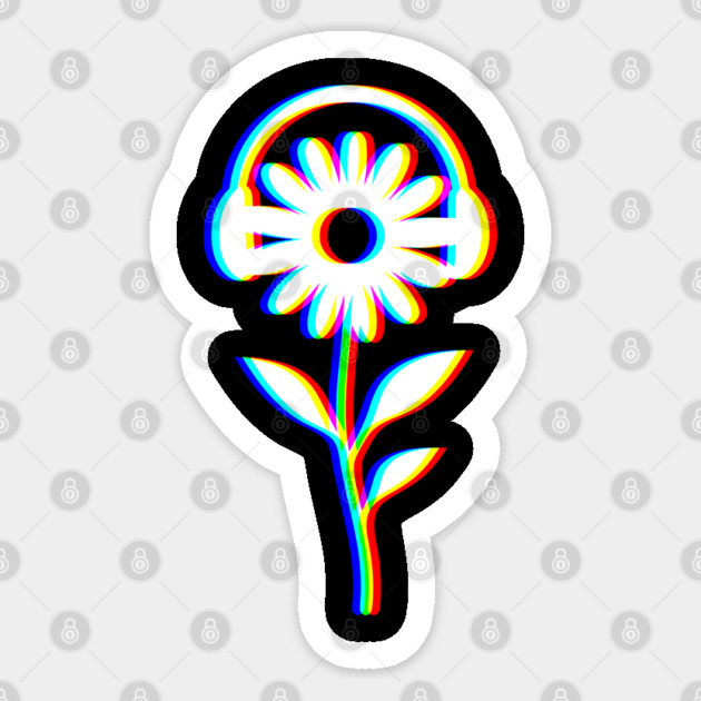 EDM Flower Wearing Headphones Trippy Vaporwave design Sticker by Luxinda