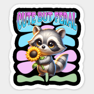 Cute But Feral Raccoon Summer BOHO Flowers Vibe Magnet