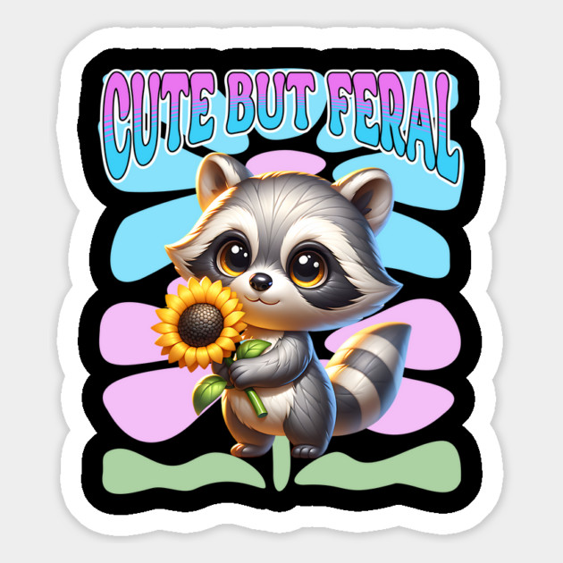 Cute But Feral Raccoon Summer BOHO Flowers Vibe Magnet by Luxinda