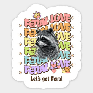 Groovy Feral Love Raccoon Hippie BOHO Mod design Magnet