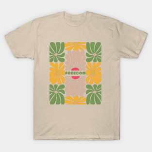 Boho Abstract Freedom Flowers T-Shirt