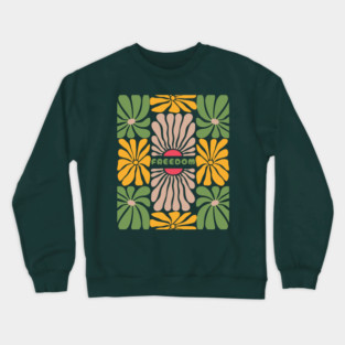 Boho Abstract Freedom Flowers Crewneck Sweatshirt