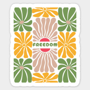 Boho Abstract Freedom Flowers Sticker