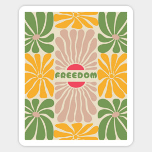 Boho Abstract Freedom Flowers Magnet