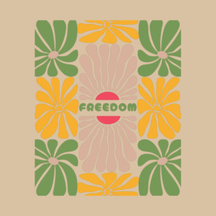 Boho Abstract Freedom Flowers T-Shirt