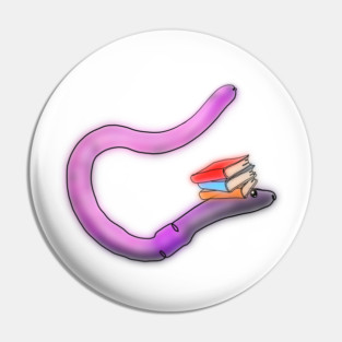 Pink book worm Pin