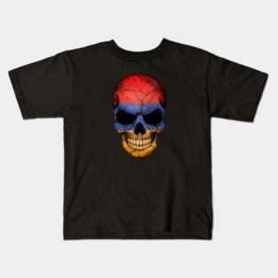 Armenian Flag Skull Kids T-Shirt