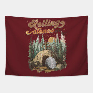 The Stone Was Rolled Away He Is Alive Retro Christian Easter Tapestry