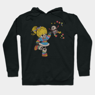 retro rainbow brite skull Hoodie