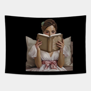 Coquette Book Girl Tapestry