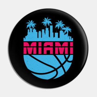 Miami Vice Cityscape Basketball Pin