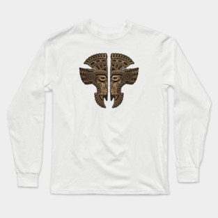 Stone Mayan Twins Mask Illusion Long Sleeve T-Shirt