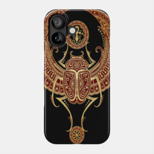 Golden Red Winged Egyptian Scarab Beetle with Ankh Phone Case