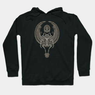 Dark Winged Egyptian Scarab Beetle with Ankh Hoodie