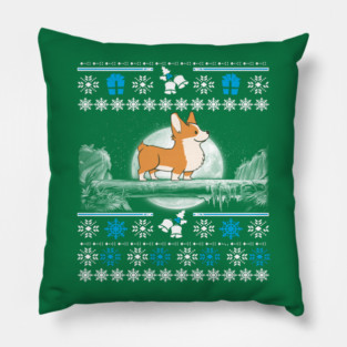 Corgi Ugly Christmas Sweater Pillow