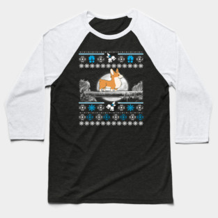 Corgi Ugly Christmas Sweater Baseball T-Shirt