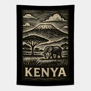 Kenya Linocut Style Tapestry