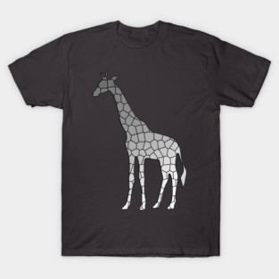 Modern Geometric Giraffe in Graphite and Silver Gray T-Shirt
