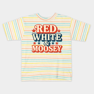 Red White & Moosey Funny 4th of July Retro Patriotic USA Design Kids T-Shirt