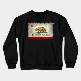 California Republic State Flag in Grungy Textures Crewneck Sweatshirt