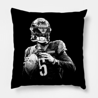 Jayden Daniels Vintage Black Pillow